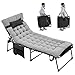 Yaheetech Klappbar Sonnenliege mit Extra Dicker Matratze & Kissen & Seitentasche, 5-Fach Verstellbarer Rückenlehne, Stabiles Gartenliege Liegestuhl Strandliege bis 136 kg, 189,5×67×35 cm, Schwarz