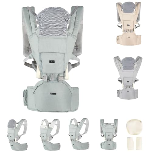 Cangaroo Babytrage Ivy Bauch- Rückentrage Gurt verstellbar Hüftgurt ab 5 Monaten grün