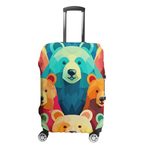 Colorful Bears Luggage Covers Tsa Approved Suitcase Cover Elastic Washable Luggage Sleeve Carry on Cover Protector Anti-Scratch Suitcase Protector Fits 19-30 Inch Case(L)