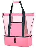 El beach bag está diseño de malla ligero pero duradero, muy transpirable, cuando pone la ropa húmeda, no tiene el oler mal y produce el molde y las bacterias.