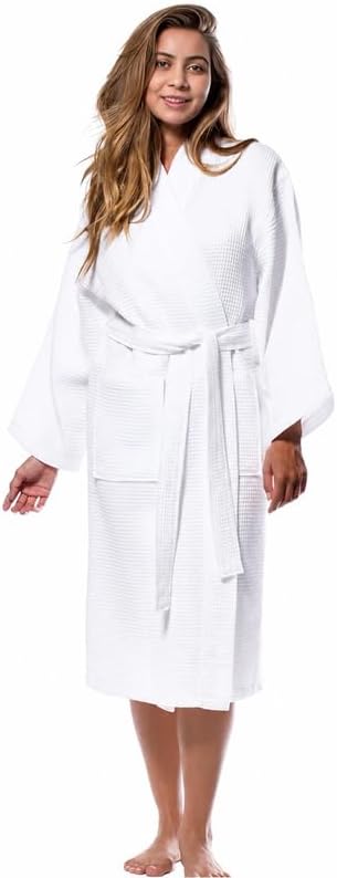 ST (SANJEEV TEXTILES) Sanjeev Textiles Unisex Cotton Heavy Waffle Bathrobe (White)