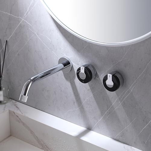 Robinet de lavabo encastré or brossé mitigeur 3 trous mural pour salle de bains chic