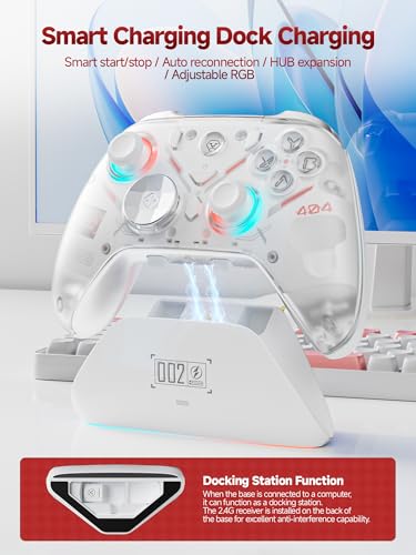 Image of Eelexa Wireless Tri-Mode TMR Controller for PC /Switch /Switch 2 /iOS /Android /Steam,Anti-Drift TMR Joysticks, 1000Hz Polling Rate, Hall Effect Triggers, RGB Lighting and Charging Dock