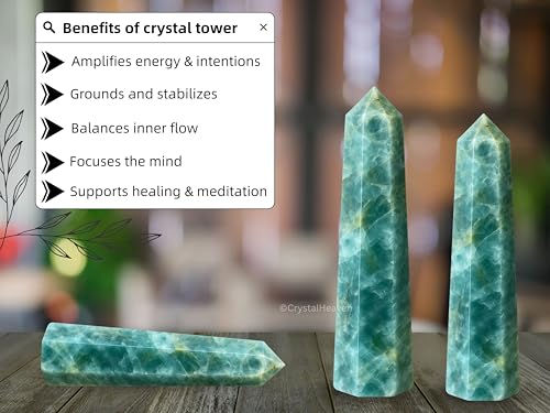 Image of Certified Aquamarine Crystal Tower Obelisk Point For Chakra, Healing And Balancing - Aaa Grade Original Certified Gemstone Agate For Reiki Meditation Yoga Spiritual (3-4 Inches)