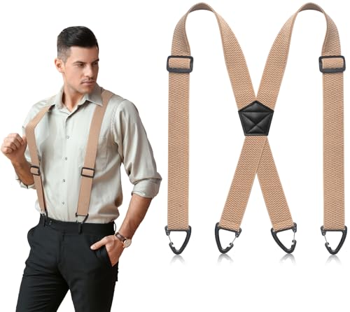 Image of SUNEZLGO Suspenders for Men Heavy Duty, X Back Hidden Suspender 1.5 inch Under Clothing, Adjustable Work Suspenders for Men Women