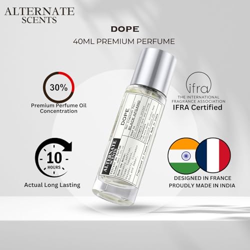 Image of Alternate Scents DOPE Long Lasting 40ml Perfume Spray For Men & Women|Strong| 30% Oil Concentration| Fragrance From France | Made In India|