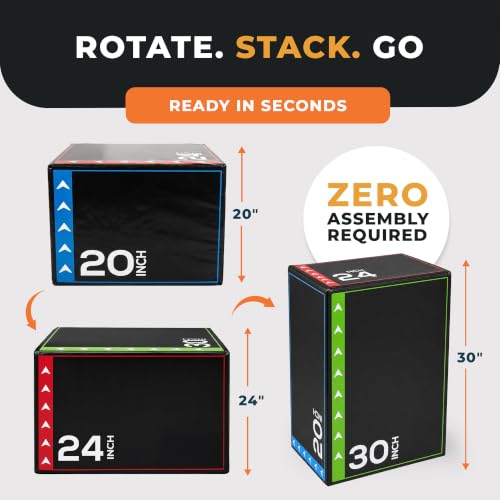 Image of BalanceFrom 3-in-1 Foam Plyometric Jump Box for Home Gym, Multiple Heights.