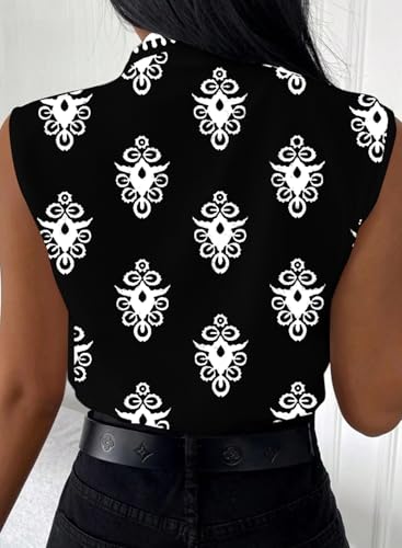 BLENCOT Women's Summer Tank Tops Chiffon V Neck Sleeveless Floral Printed Shirts Blouse3