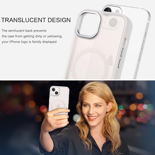 Image of BENTOBEN Magnetic for iPhone 13 Case & iPhone 14 Case [Compatible with Magsafe] Translucent Matte Phone Case iPhone 13 /14 Slim Shockproof Women Men Protective Cover for iPhone 13 /14 6.1 inch, Light Grey