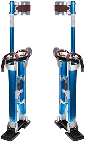 Adjustable 18"-30" Blue Aluminum Drywall Stilts with Knee Pads - Heavy Duty Lifts Tool for Painters, Taping, Sheetrock Installation, Construction, Easy Walking