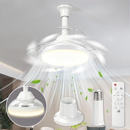 Herefun Ventilador de Techo con Luz Silencioso, 43CM Lampara Tech...