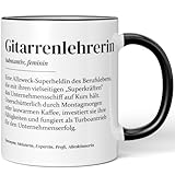 JUNIWORDS Tasse, Definition Gitarrenlehrerin, Schwarz (7215877)