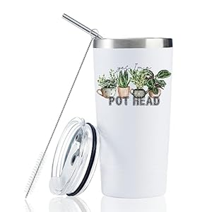 Onebttl Gardening Gifts for Women, Tumbler for Plant Lovers, Gardeners – 20oz/590ml Double Wall Vacuum Insulated Stainless Steel Tumbler Cups – Gifts for Birthday, Christmas – Pot Head