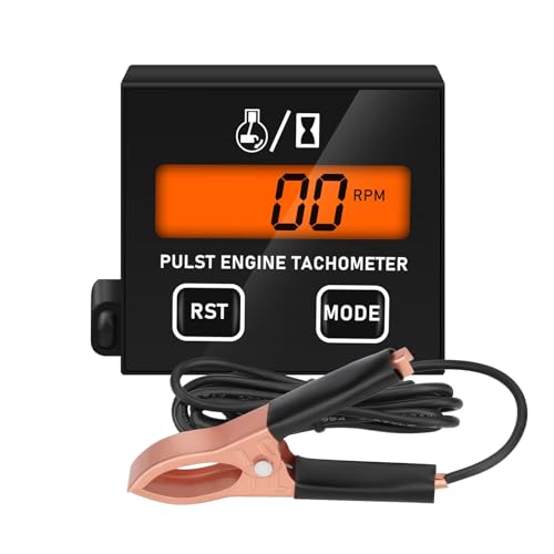 TSV Small Engine Tachometer, Digital Inductive Tachometer RPM Gauge with Clip for 2 Stroke & 4 Stroke Chainsaw, Lawn Mower, Motorcycle, Marine