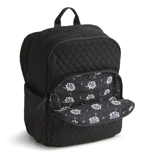Image of Vera Bradley Premium Cotton Large Bancroft Backpack - Classic Black, 28L