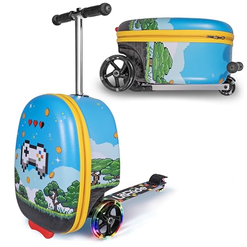 LitRide Hardshell Kids Ride-On Luggage with Scooter Suitcase – Carry-On Compliant with LED Light-Up Wheels – Fun and Functional Travel Companion for Children Ages 5–12