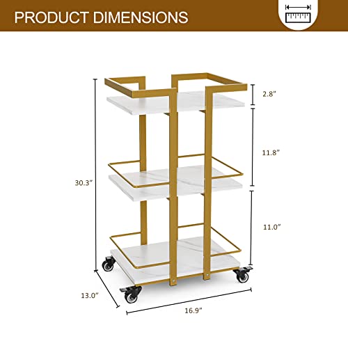 Paddie Esthetician Cart with Wheels, Salon Trolley Cart 3 Tier, Salon Equipment for Hair Stylist, Home Use, White & Gold by Paddie - Image 3