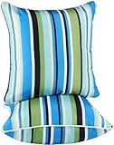 Enipate Inserts Included Outdoor Throw Pillows, Pack of 2 Striped Water Resistance Stuffed Pillows for Patio Furniture Decor 18x18 in