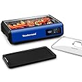 Indoor Smokeless Grill Techwood 1500W Electric Grill with Tempered Glass Lid & LED Smart Control Panel, 8-Level Control Korean BBQ Grill with Removable Grill/Griddle Plate, Stainless Steel (Blue)