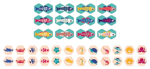 LUDI - Badememorie, 2-in-1, Set zum Zusammenbauen von Tierpaaren und Puzzle, ab 18 Monaten, 24 Teile aus wasserfestem Schaumstoff, inklusive Aufbewahrungsbehälter, Meeresmotiv