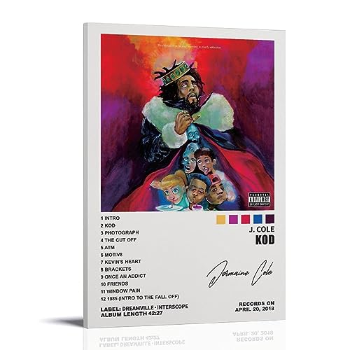 YELLOWV Póster de J.cole Kod para portada de álbum, póster artístico en lienzo y arte de pared, impresión moderna para decoración de dormitorio familiar, 20 x 30 cm