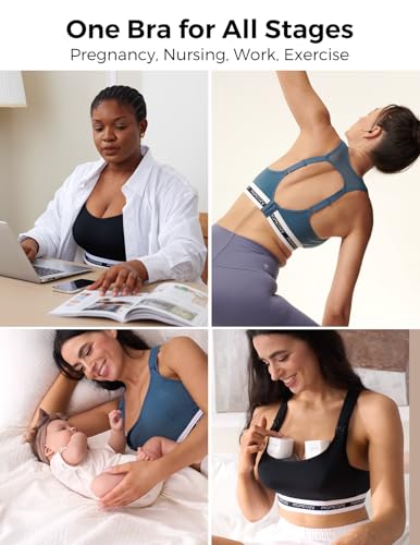 Momcozy Nursing Bras for Breastfeeding, FB011 Low-Impact Nursing Sports Bra Support Maternity Pregnancy Padded Wireless Bra3