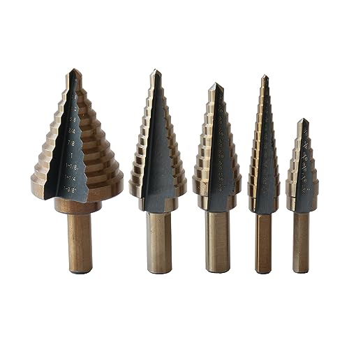 Drill America 5 Piece HSS Black & Gold Step Drill Bit Set, (Sizes #1 - #5) by Drill America - Used condition - US$71.72