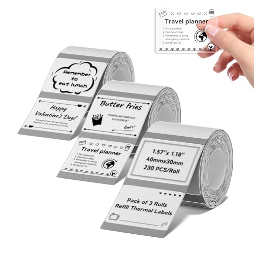 NIIMBOT 40x30mm Thermal Labels, 3Roll Clear Labels for B Series Label Maker