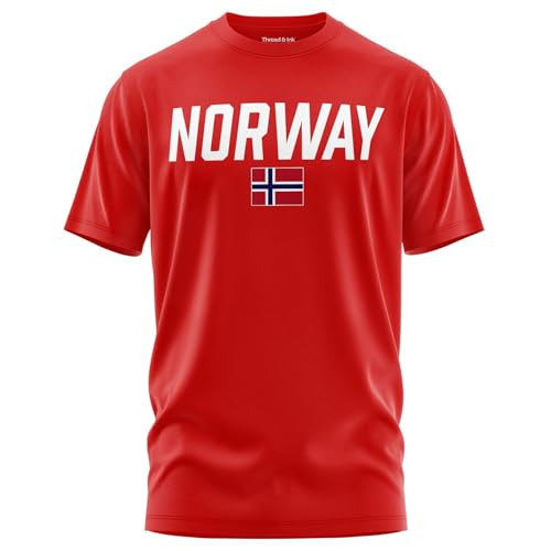 Thread and Ink Norway Pride Mens Shirt Norway Gameday Short Sleeve Cotton Unisex Top Tee Red
