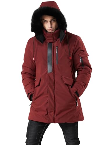 Image of WEEN CHARM Men's Warm Parka Ski Jacket Water Resistant Puffer Jacket Long Winter Coat with Removable Faux Fur Hood