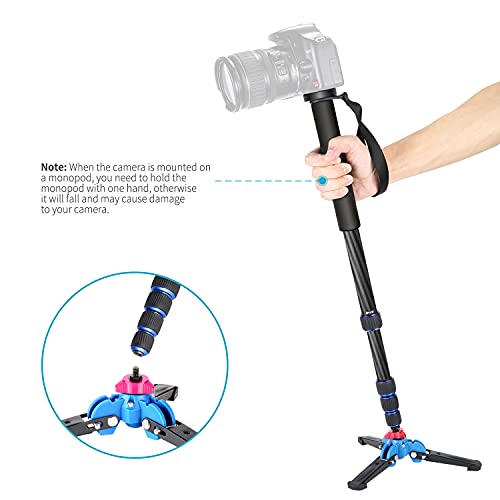 Neewer Monopode Extensible de Caméra en Fibre Carbone avec Base de Support en Trépied Détachable Pliable: 5-Sections, Hauteur Max.168cm pour Canon Nikon Sony Caméra DSLR, Charge Admissible 5kg - Image 5