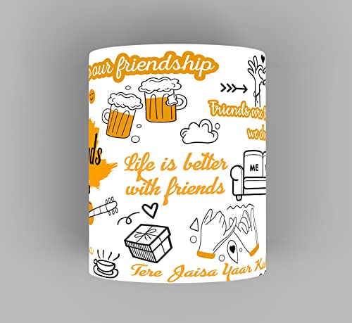 Image of Friends Forever Printed Ceramic Coffee Mug | 330 ml White Tea & Coffee Cup | Friendship Mug for Birthday Gift & Special Occasions | Microwave and Dishwasher Safe