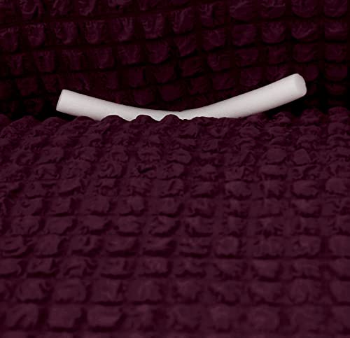 Image of House of Quirk Turkish Bubble Frill 280 GSM Sofa Slipcovers, Durable Washable Universal Four Seater High Elastic Furniture Protector (Wine, 230-300cm)