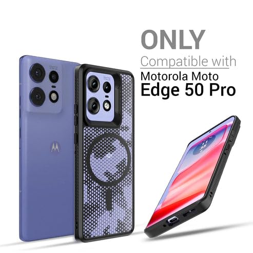 Image of KAPAVER Impulse Back Cover Case for Motorola Edge 50 Pro (Honey Comb-Black, Mag-X)