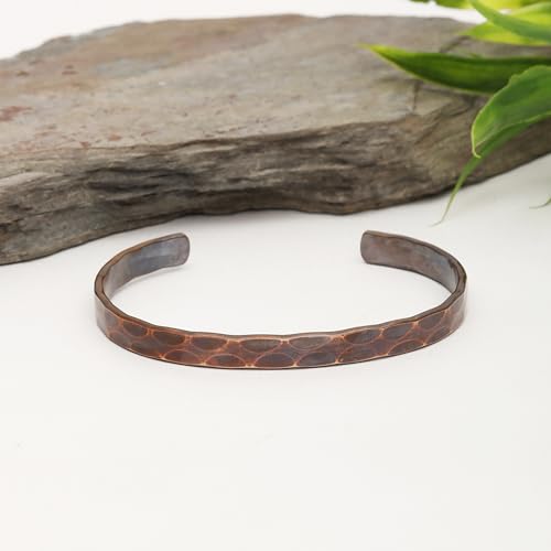 Image of Art Of Creation Pure Copper Bracelet handmade Solid Cuff for Men and Women Plain Bangle Adjustable Carpal Kada | for Unisex