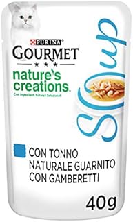 Gourmet Crystal Soup Delicate Broth for Cat, with Natural Tuna, garnished with Shrimp, 40 Grams - Pack of 32