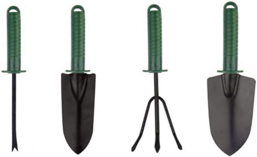 tooloflife 4 Pieces Garden Tool Set, Including Rake, Tip Shovel, Round Shovel, Seedling Device, Planting Flower, Shoveling Soil, Gifts for Women Men
