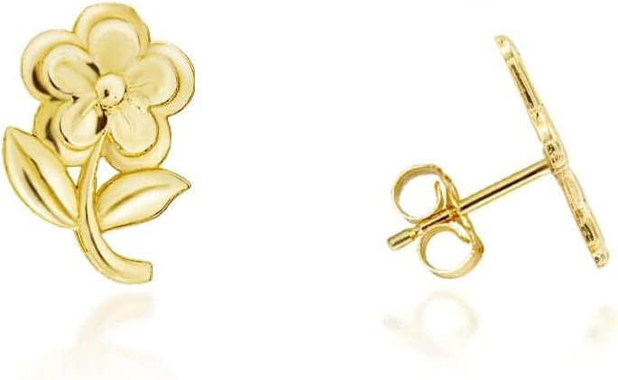 Yellow Gold Blooming Flower Stud Earrings