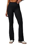 Fabletics Women's Oasis Pureluxe High-Waisted Pocket Kick Flare, Light Compression, Buttery Soft, L, Black