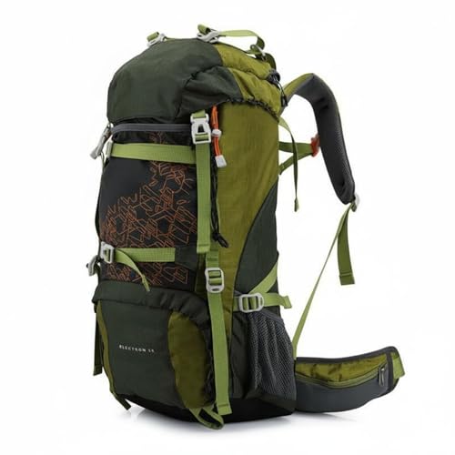 predolo Mochila Impermeable de Nylon Transpirable Mochila de Senderismo Grande Multibolsillos para Montaña, Viaje, Verde, Verde Militar