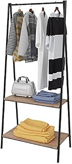 eSituro Vintage Clothes Rail, Heavy Duty Coat Rack with 2 Tiers Shoe Racks Storage Shelves, Black