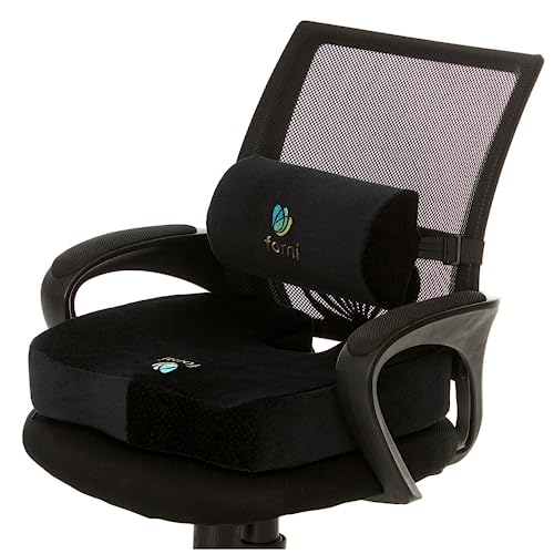 FOMI Extra Thick Coccyx Seat Cushion and Back Support Combo | Large Seat Pad and Lumbar Pillow for Car, Office, Gaming Chair, Wheelchair | Sciatica, Tailbone Pain Relief | Memory Foam Comfort by fomi - Used condition - Image 3