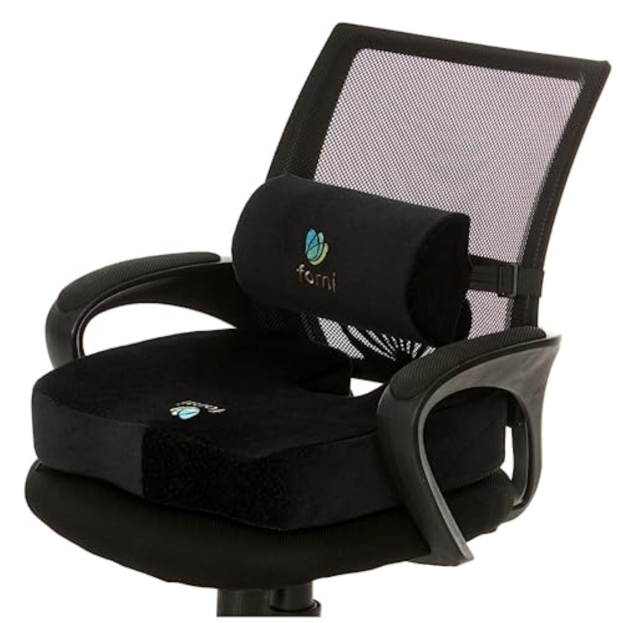 Coccyx Memory Foam Seat Cushion and Lumbar Pillow Combo