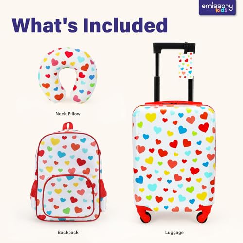 emissary Kids Luggage Set 3 Piece, 18" Kids Carry On Luggage With Wheels For Girls, Kid Suitcase For Girls Boys, Toddler Suitcase Travel Luggage3