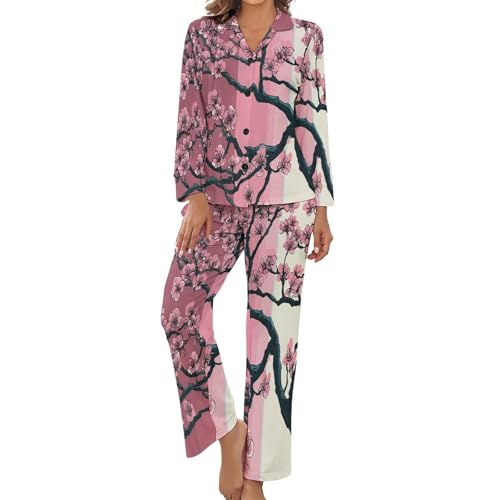 Pyjama grande taille femme vêtement d'intérieur chic manches longues et rayures dégradées