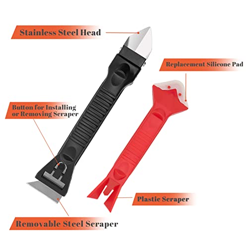 Caulking Tool-Caulk Remover Tool Kit,Grout Removal Tool,Silicone Caulk Finishing Scraper(Stainless Steelhead) For Bathroom Sealant Caulk,Kitchen,Sink Joint,Window #TOP2