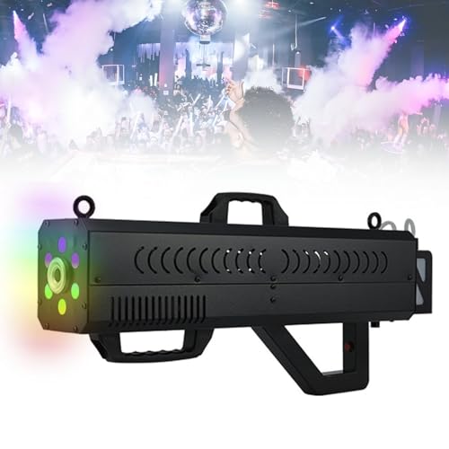 Pistola de humo for fiestas, máquina de humo portátil de 1500 W con luces que cambian de color, pistola de humo for Halloween espeluznante, espectáculos en el escenario y noches de club.(Black)