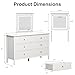 RoyalCraft 6 Drawer Dresser with Lighted Mirror, White Fluted Modern Wood Chest of Drawers, Long Dresser for Bedroom Storage