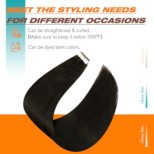 Image of Sunny Hair Tape in Hair Extensions Darkest Brown,Skin Wefts