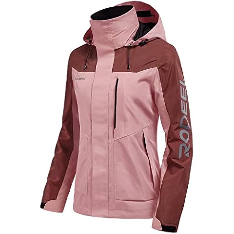Rodeel Womens Waterproof Jacket, Lightweight Raincoat with Taped Seams and Hood, Breathable Windbreaker for Outdoors, Camping Hiking Hunting Fishing Cover